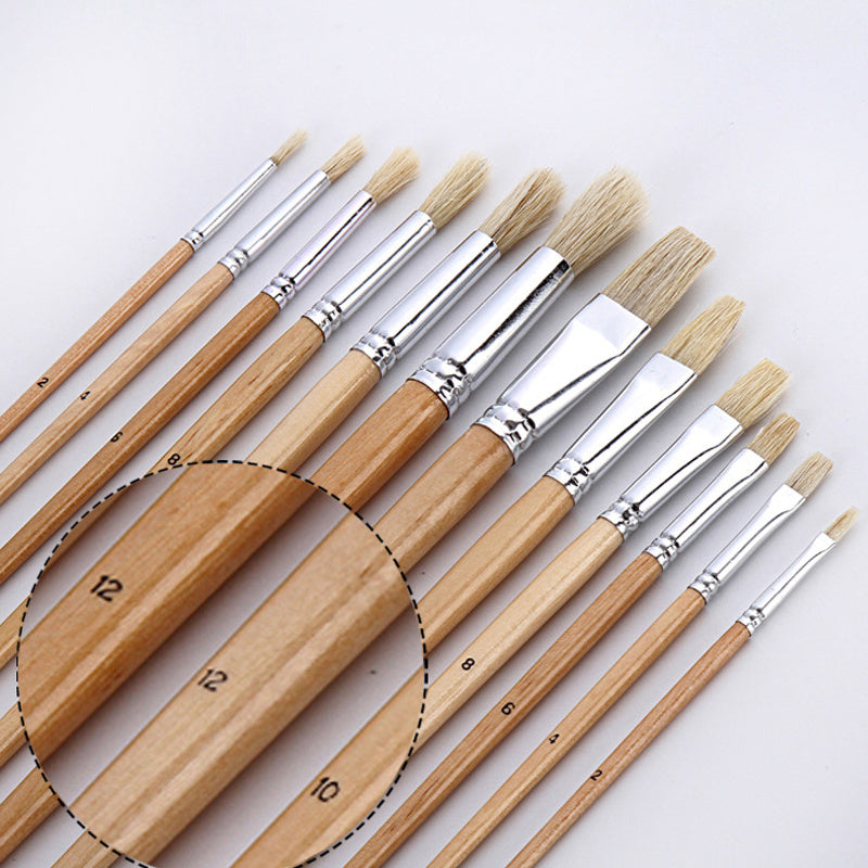 Canvas Pen Curtain Brush, Multi-function Log Rod Oil Paint Brush Art Painting Set