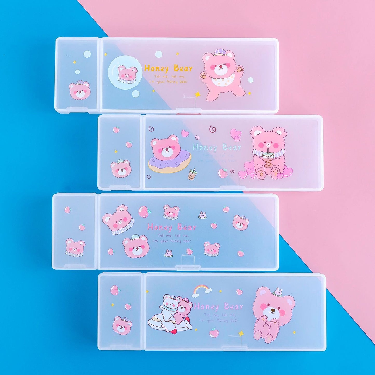 Cartoon Pencil Case Transparent Pupil Multifunctional Pencil Case