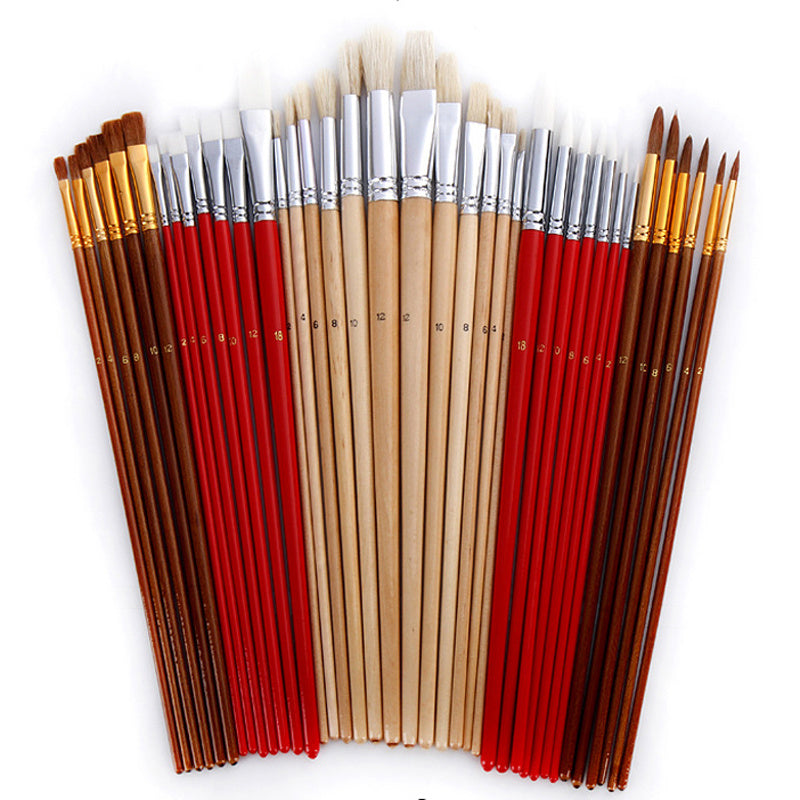 Canvas Pen Curtain Brush, Multi-function Log Rod Oil Paint Brush Art Painting Set