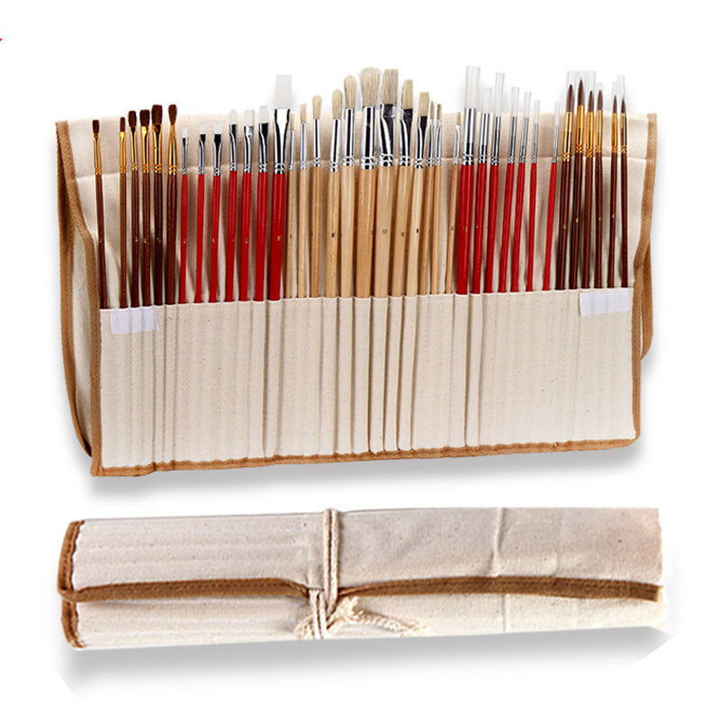 Canvas Pen Curtain Brush, Multi-function Log Rod Oil Paint Brush Art Painting Set